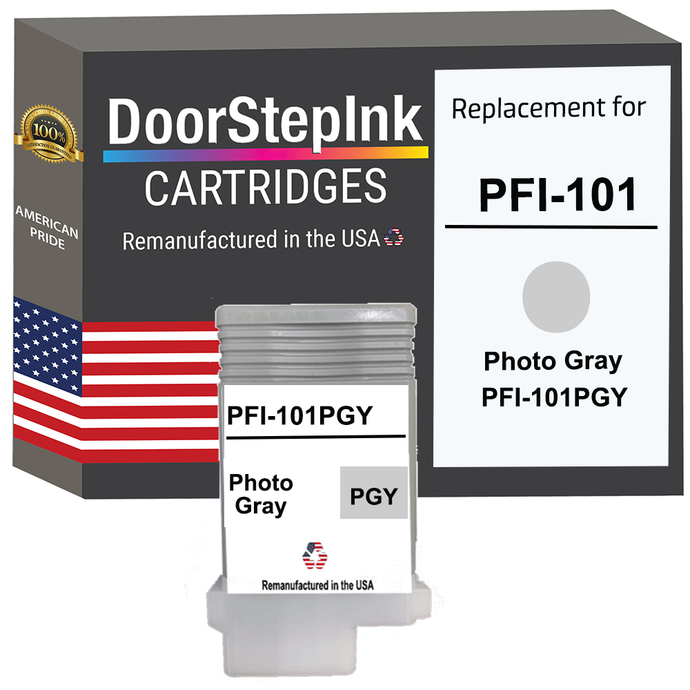 DoorStepInk Brand for Canon PFI-101 130mL Photo Gray Remanufactured in the USA Ink Cartridge-0