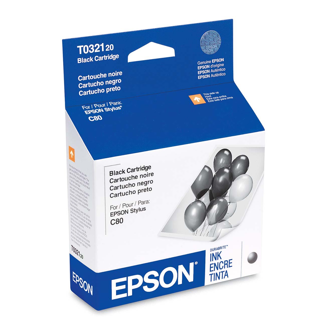 Original Epson T032 Standard-Yield Black Ink Cartridge, T032120-0